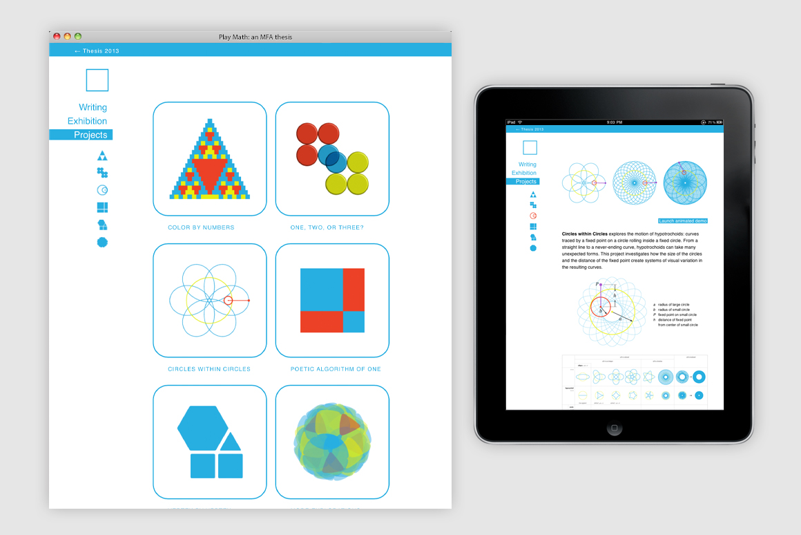 Play Math website: shown on web browser and iPad