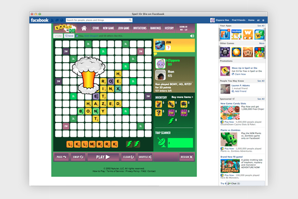 Spell or Die game: shown in web browser